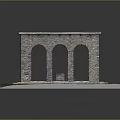 Stone Architectural Model With Square Structure Arched Doorways And Light Blue Roof On Grass Base 3d model