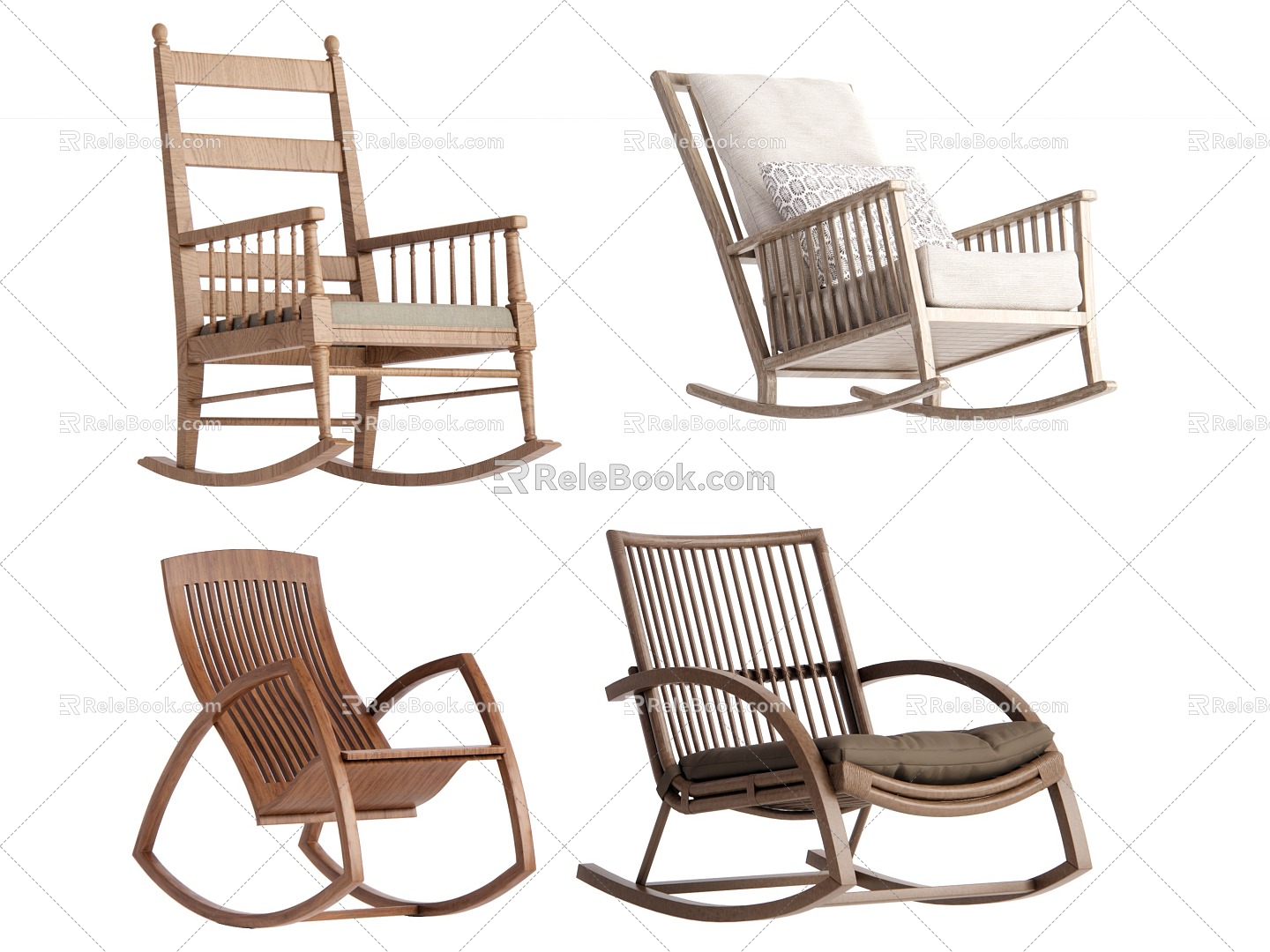 Modern Middle Style Rocking Chair 3d model