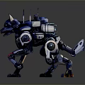 Blue And Silver Robotic Dog With Antennas And Mechanical Legs Structure