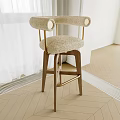 Modern Faux Fur Bar Stool With Gold Metal Frame And Wooden Legs