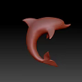 White and Pink Standing Dolphin Sculpture with Smooth Surface Reflection 3d model