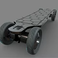 Futuristic Electric Skateboard As Modern Sports Equipment With Large Wheels And Hexagonal Texture