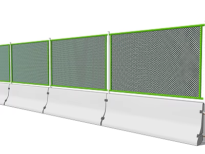 Durable Green Border Mesh Fence With White Base And Connected Panels Structure 3d model