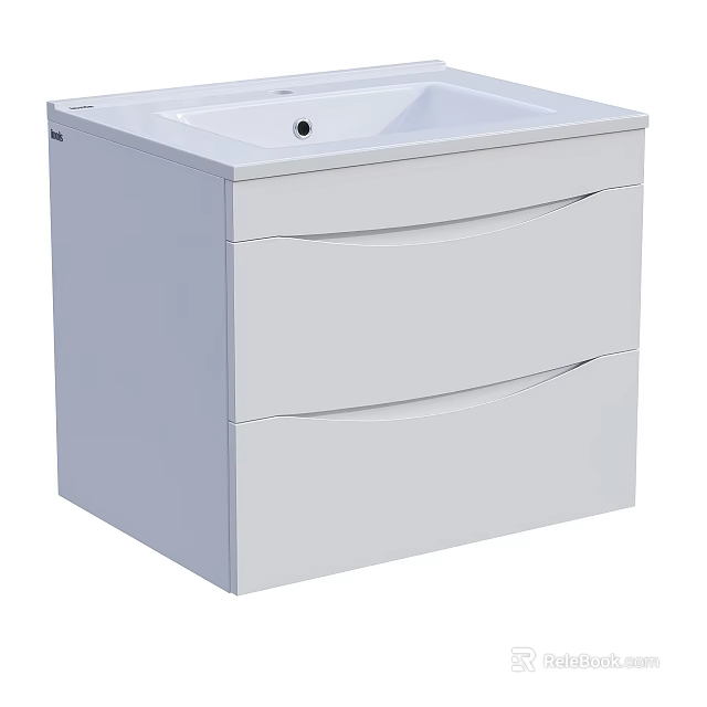 Modern White Bathroom Vanity With Two Drawers Sleek Design And Clean Lines 3d model 