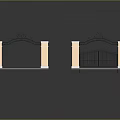 Decorative Gate Models With Light Colored Pillars Arched Tops And Black Metal Gates
