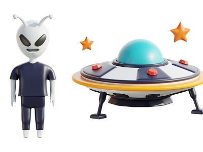 Modern Aliens UFO Cartoon Aliens 3d model