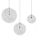 Modern Spherical Wire Woven Pendant Lights With Exposed Bulb Design 3d model