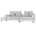 Gray And Beige Sectional Sofas With Decorative Pillows And Plaid Blanket 3d model