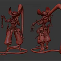 Cowboy Character With Tentacle Like Creature And Tools In 3D Model Design 3d model
