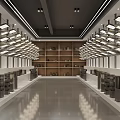 Spacious Exhibition Hall With Neatly Arranged Display Stands Central Passage And Ceiling Lights