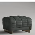 Modern Tufted Ottoman in Beige and Dark Green with Metal Legs Design