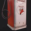 Vintage Red Industrial Gas Pump Equipment Featuring Firechief Branding Fuel Nozzle And Gauge