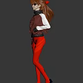 Game And Movie Character In Red And White Jacket With Red Tights And Brown Hair