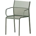 Modern Outdoor Leisure Chair With Metal Frame Mesh Seat Back And Armrests