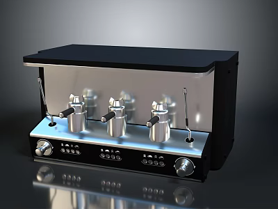 Modern Electric Appliance with Black Silver Metal Body Control Panel Knobs and Multiple Spouts 3d model