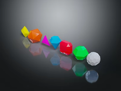 Colorful Gemstone Jewelry With Multicolored Geometric Shapes And Shiny Reflections 3d model