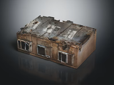 Burned Building Model With Charred Roof Damaged Windows And Weathered Exterior Structure 3d model