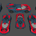 Futuristic Sports Car With Streamlined Blue Red Aerodynamic Exterior And Sleek Design
