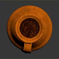 Hand Carved Orange Clay Jug Featuring Textured Surface Sculpture Carving