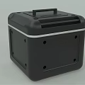 Durable Black Cube Shaped Box With Top Handle Silver Trim And Side Holes 3d model