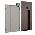 Modern Swing Door For Emergency Exit With Steel Construction And EXIT Sign