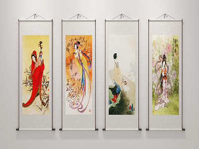 New Chinese figure painting figure decorative painting 3d model