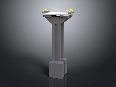Gray Structural Column With Top Platform And Yellow Components In Modern Design 3d model