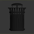 Metal Cylindrical Trash Can With Grille Structure Dome Lid And Reflective Surface