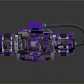 Purple Robot Character With Mechanical Arms Legs Glowing Chest And Metallic Design