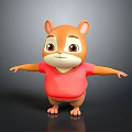 Cute Squirrel Shaped Stuffed Toy With Red T-shirt Brown Body Big Eyes And Pink Ears