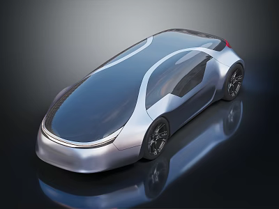 Sleek Futuristic Concept Car with Silver Body and Large Windows 3d model