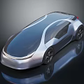 Sleek Futuristic Concept Car with Silver Body and Large Windows
