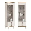 Modern White Wine Cabinet With Glass Doors Drawers For Home Bar Storage Displaying Wine Glasses