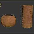Copper Perforated Household Items Spherical And Cylindrical Containers With Geometric Patterns