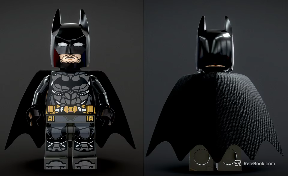 Lego Batman Building Block Figure With Black Cape Helmet And Chest Details 3d model 