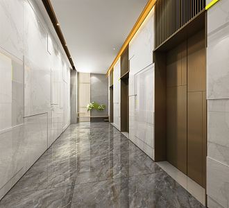 modern elevator hall elevator door 3d model