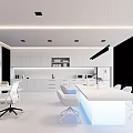 Stylish Modern Break Room Design With Blue Cabinets Wooden Table Chairs And Bright Lighting
