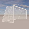 Football Field with White Goalpost Net Under Blue Sky and White Clouds