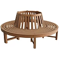 Unique Wooden Circular Public Chair With Ring Structure For Outdoor Seating Areas