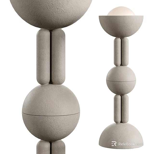 Modern Textured Gray Floor Lamp With Spherical And Cylindrical Segments 3d model