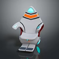 Sleek Modern Futuristic White Chair Featuring Orange Accents And Blue Glowing Elements
