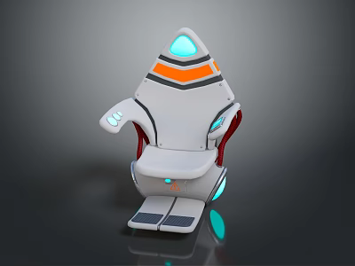 Sleek Modern Futuristic White Chair Featuring Orange Accents And Blue Glowing Elements 3d model