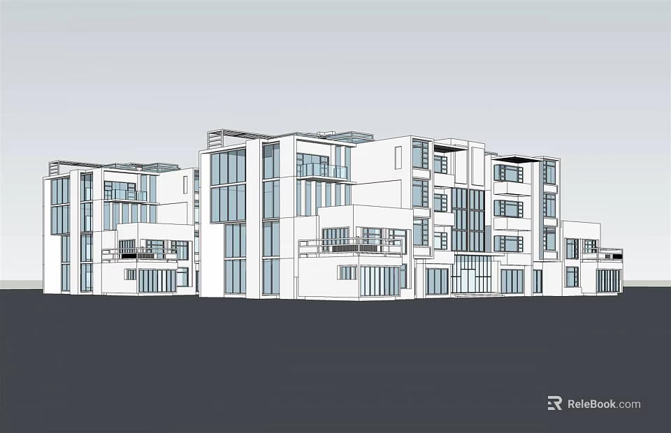 Modern Office Building Exterior Design with Glass Windows and Multi Storey Structure 3d model