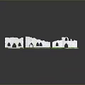 Gray Stone Wall Decorative Ornament With Green Moss And Broken Gaps For Home Decor