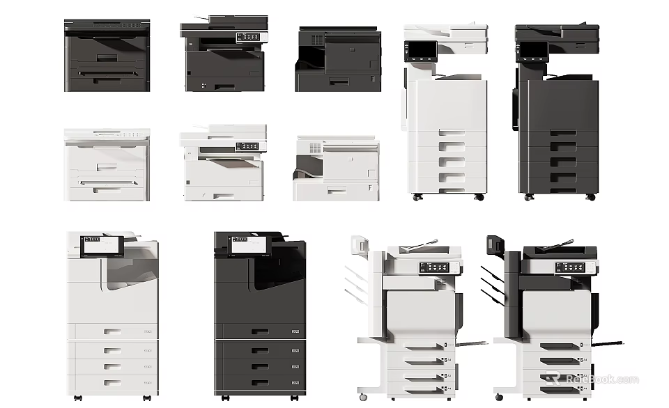Office Appliances Collection With Various Styles Different Designs And Black White Color Options 3d model 