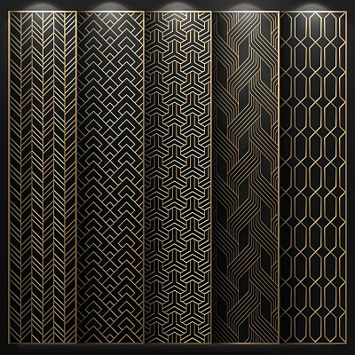 Modern Room Dividers With Geometric Patterns Linear Designs And Metallic Accents 3d model