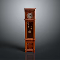 Classic Wooden Grandfather Clock Furniture With Carved Details And Pendulum
