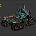 Armored Military Vehicle Featuring Tracked Wheels Communication Antennas and Weapon System