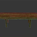 Rustic Long Wooden Table With Natural Wood Grain And Sturdy Legs