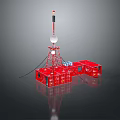 Red Industrial Modular Container Building With Tower Structure And Antenna